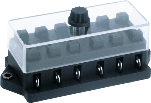 6 WAY BLADE FUSE BOX WITH LUCAR TERMINALS 